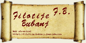 Filotije Bubanj vizit kartica